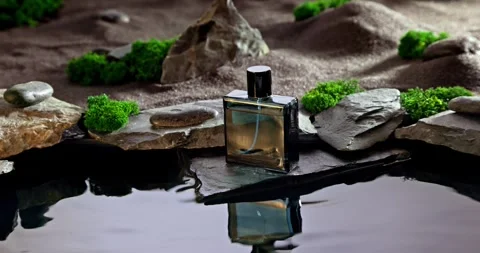 Unique blue perfume with the scent of ozone and desert. Stock-Footage 335599889
