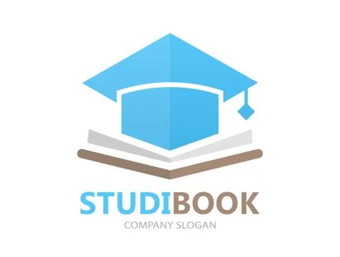 Unique book and student cap logo combination design template Stock Illustration