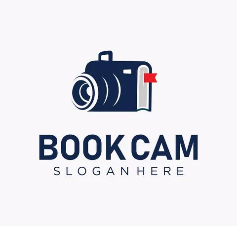 Unique Book Camera logo template design sign, Photography Book Logo Icon Design  Stock Illustration