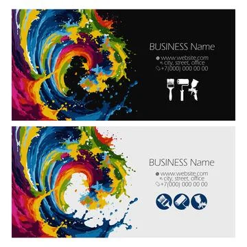 Unique business card concept for different types of painting Stock Illustration