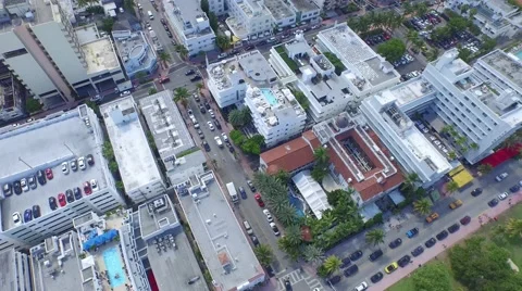 Unique Camera Motion over South Beach Miami Stock Footage 50137678
