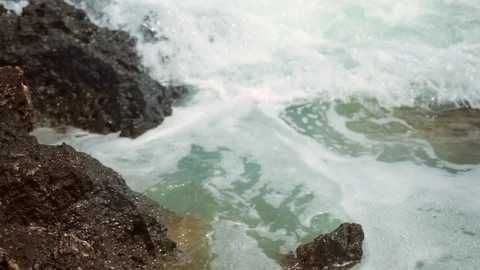 Unique camera movement while filming stormy sea Video stock 108856359