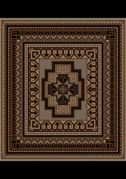 Unique carpet pattern in brown tones Stock Illustration