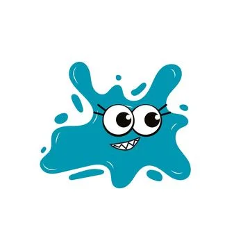 Unique cartoon characters depicted as splashes of blue colored paint Stock Illustration