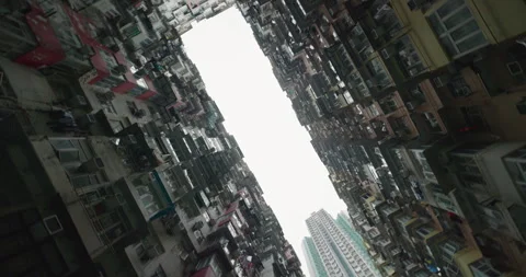 Unique Cinematic View of Yick Fat Monster Building in Quarry Bay, Hong Kong Stock Footage 282517041