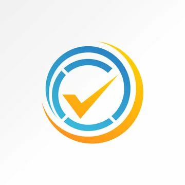Unique circle line like initial C font with checklist consultant good approve Stock Illustration