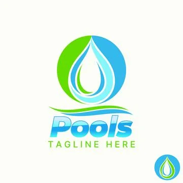 Unique circle water drop and waves swimming pool green nature cool fresh Stock Illustration