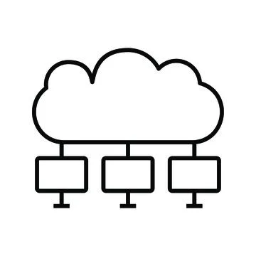 Unique Cloud Computing Vector Line Icon Stock Illustration