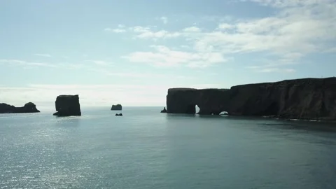 Unique coastal rock formations at day time in Iceland Stock Footage 166865853
