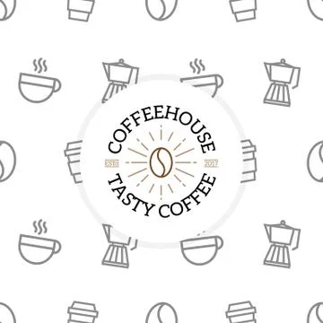 Unique coffee and drink pattern or seamless, background design template. Illustrazione stock
