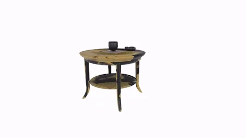 Unique coffee table design with elegant curves and finishes Stock Footage 296016052