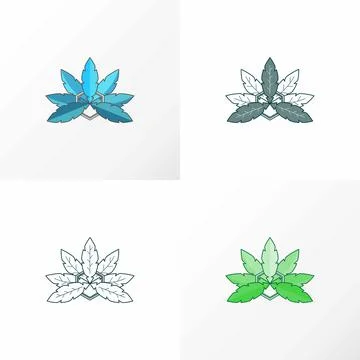 Unique collaboration design between leaf and hexagon. Illustrazione stock