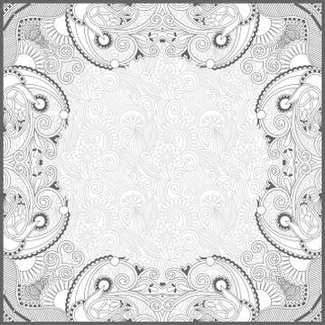 Unique coloring book square page for adults Stock Illustration