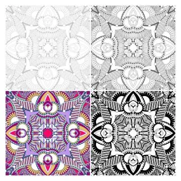 Unique coloring book square page for adults 스톡 일러스트