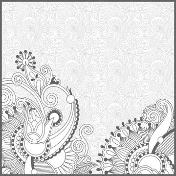 Unique coloring book square page for adults Stock Illustration