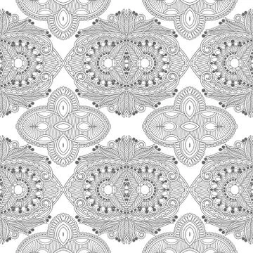 Unique coloring book square page for adults - floral authentic c Stock Illustration