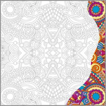 Unique coloring book square page for adults Stock Illustration