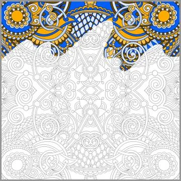 Unique coloring book square page for adults 스톡 일러스트
