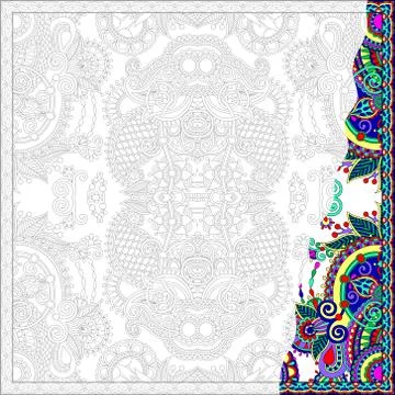 Unique coloring book square page for adults Stock Illustration