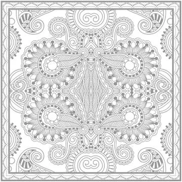 Unique coloring book square page for adults - floral authentic c 스톡 일러스트