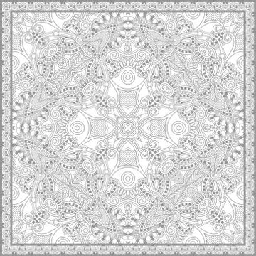 Unique coloring book square page for adults - floral authentic c Illustrazione stock
