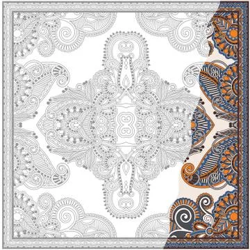 Unique coloring book square page for adults - floral authentic c Illustrazione stock