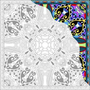 Unique coloring book square page for adults 스톡 일러스트