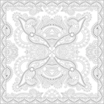 Unique coloring book square page for adults - floral authentic c 스톡 일러스트