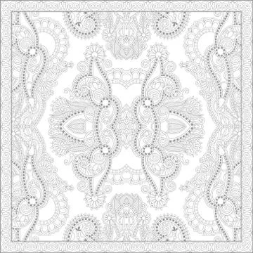 Unique coloring book square page for adults - floral authentic c Illustrazione stock