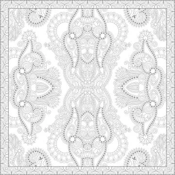 Unique coloring book square page for adults - floral authentic c Illustrazione stock
