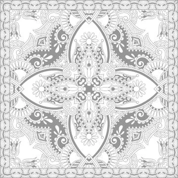 Unique coloring book square page for adults - floral authentic c Illustrazione stock