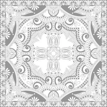 Unique coloring book square page for adults - floral authentic c 스톡 일러스트
