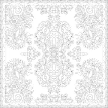 Unique coloring book square page for adults Stock Illustration