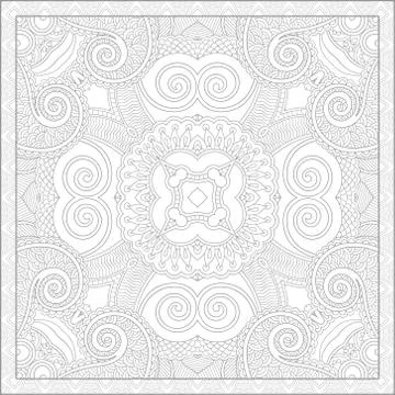 Unique coloring book square page for adults Stock Illustration