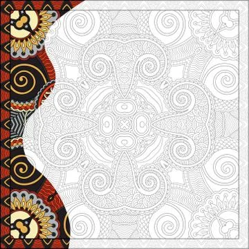 Unique coloring book square page for adults 스톡 일러스트