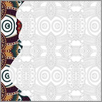 Unique coloring book square page for adults Stock Illustration