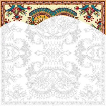 Unique coloring book square page for adults Stock Illustration