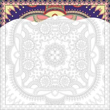 Unique coloring book square page for adults Stock Illustration