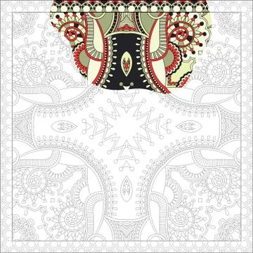 Unique coloring book square page for adults Stock Illustration