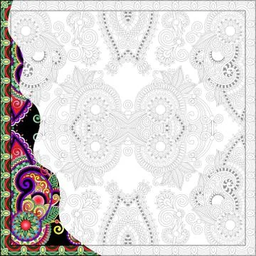 Unique coloring book square page for adults Stock Illustration