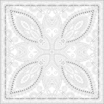 Unique coloring book square page for adults 스톡 일러스트