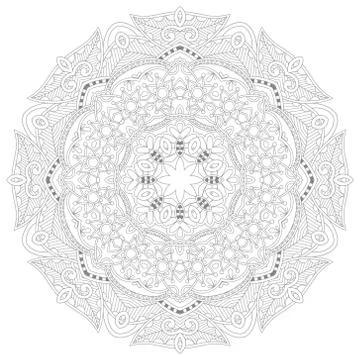Unique coloring book square page for adults - floral authentic c Illustrazione stock