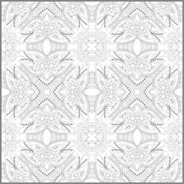 Unique coloring book square page for adults - floral authentic c Stock Illustration