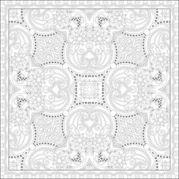 Unique coloring book square page for adults Stock Illustration