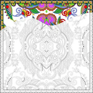 Unique coloring book square page for adults Illustrazione stock