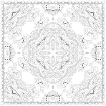 Unique coloring book square page for adults 스톡 일러스트
