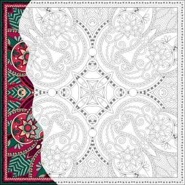Unique coloring book square page for adults Stock Illustration
