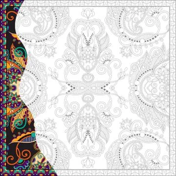 Unique coloring book square page for adults Stock Illustration