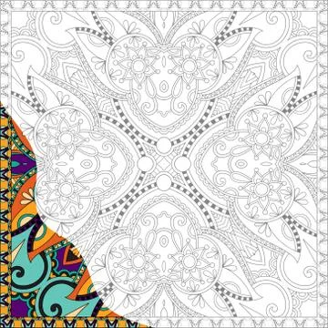 Unique coloring book square page for adults Stock Illustration