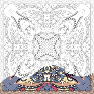 Unique coloring book square page for adults 스톡 일러스트